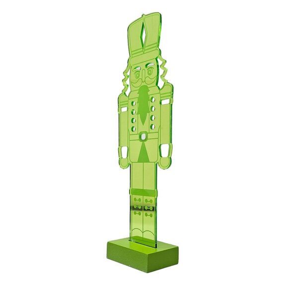 Green Acrylic Christmas Nutcracker with Cut Outs to Shine Light Though - Picture 3 of 4